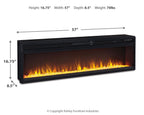 Black wide fireplace insert with height 16.75 in and depth 8.5 in