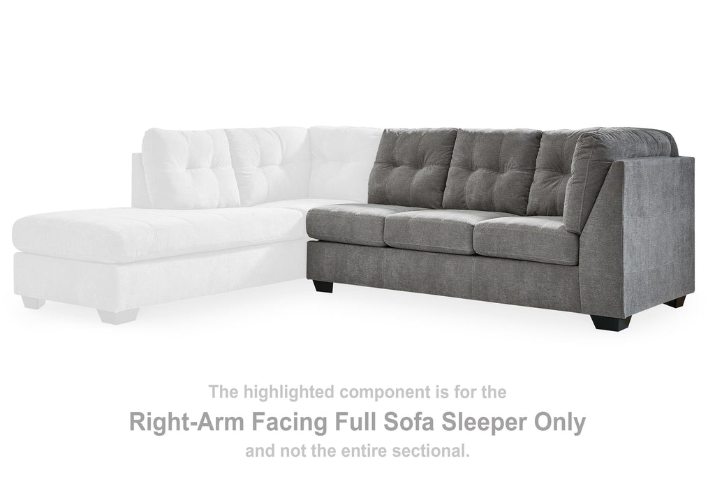 Marleton Raf sofa sleeper sectional, gray and white upholstery, tufted back and chaise