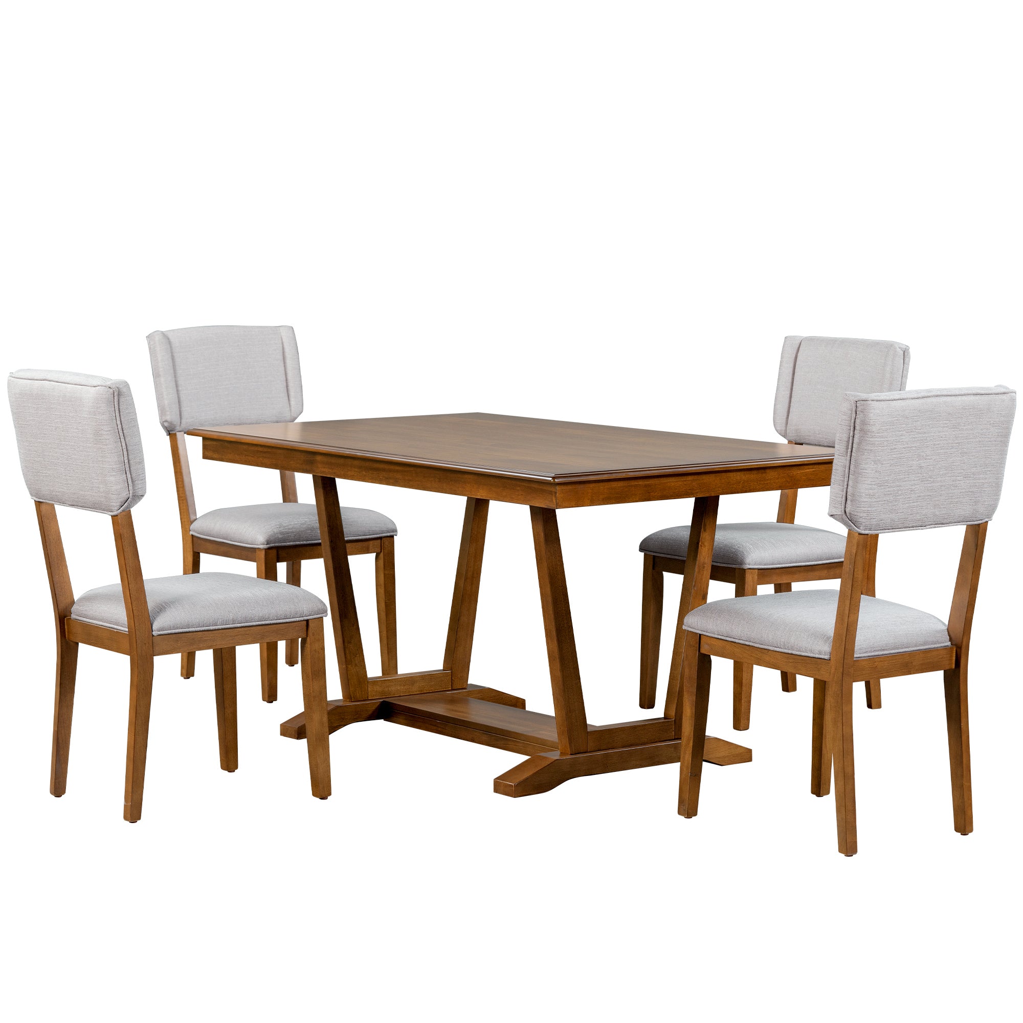 Rustic 5-Piece Dining Table Set, 59"