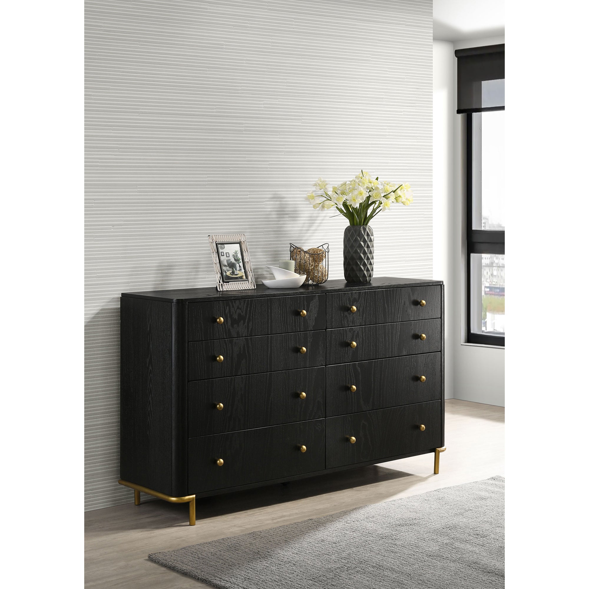 Anser Black 8-Drawer Dresser - Stylish Storage Solution