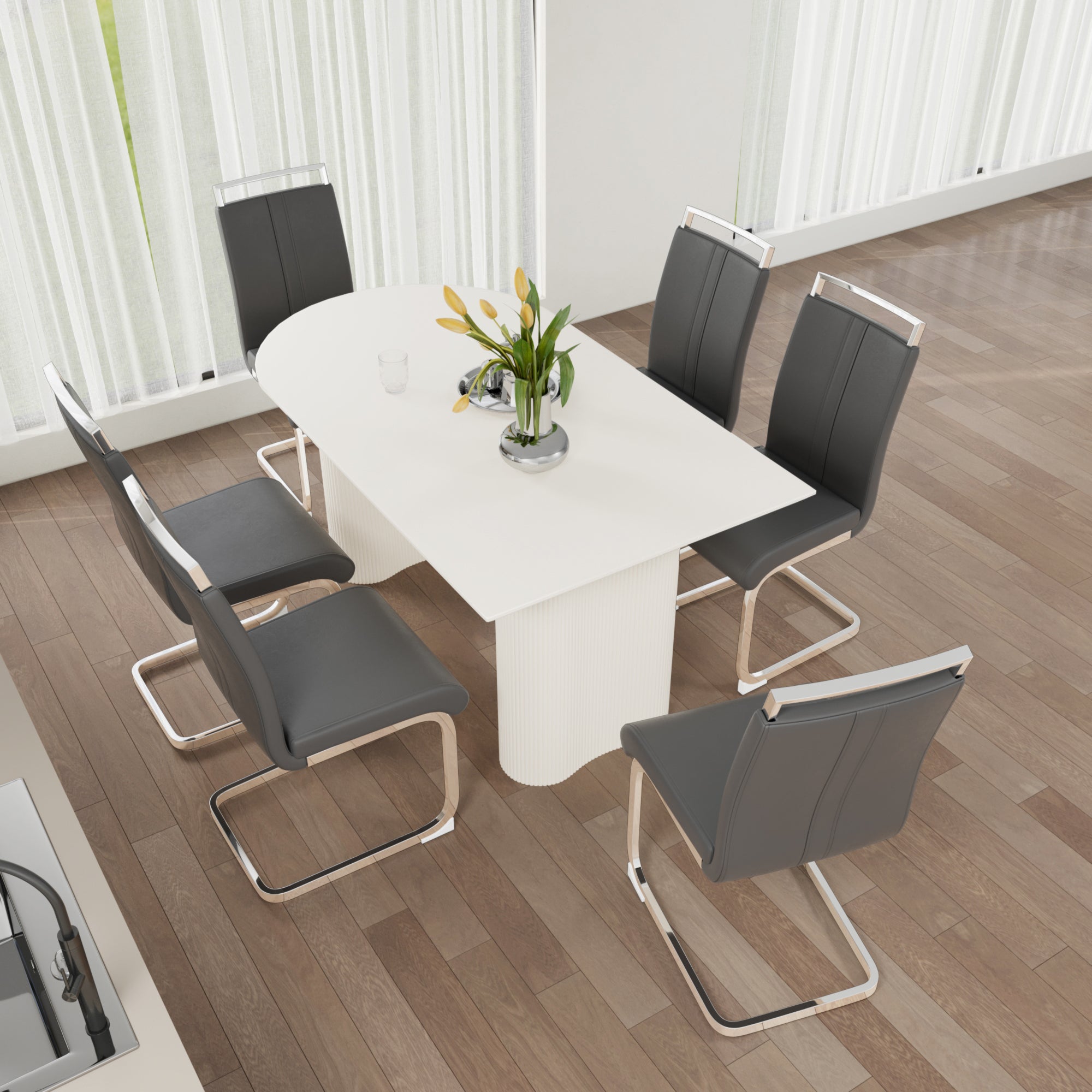 Medieval Modern Cream Dining Set - 63"
