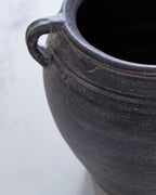Meadie 9-inch vase, dark blue ceramic close-up with textured surface and handle