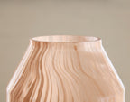 Dushby light brown vase top opening with vertical woodgrain swirl pattern