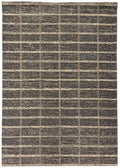 Dark brown rug with grid pattern and distressed texture