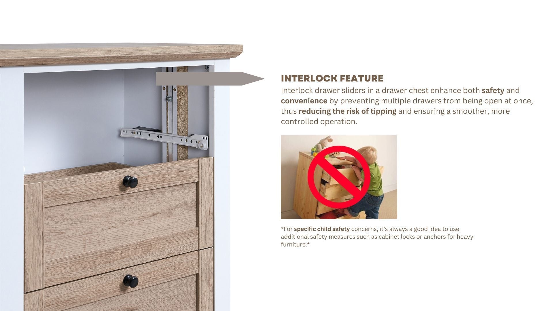 Modern 6-Drawer Dresser - White/Oak