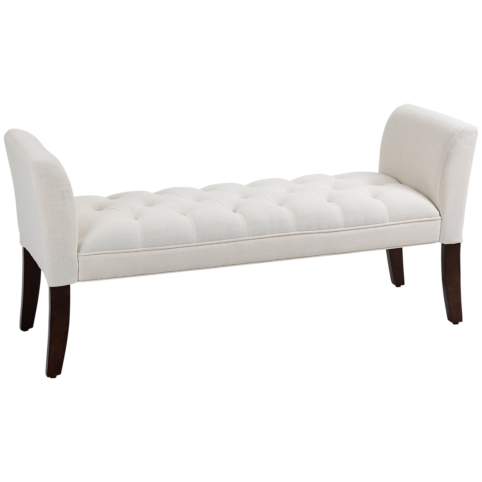 HOMCOM End of Bed Bench: Tufted, Upholstered, Arms, Cream White