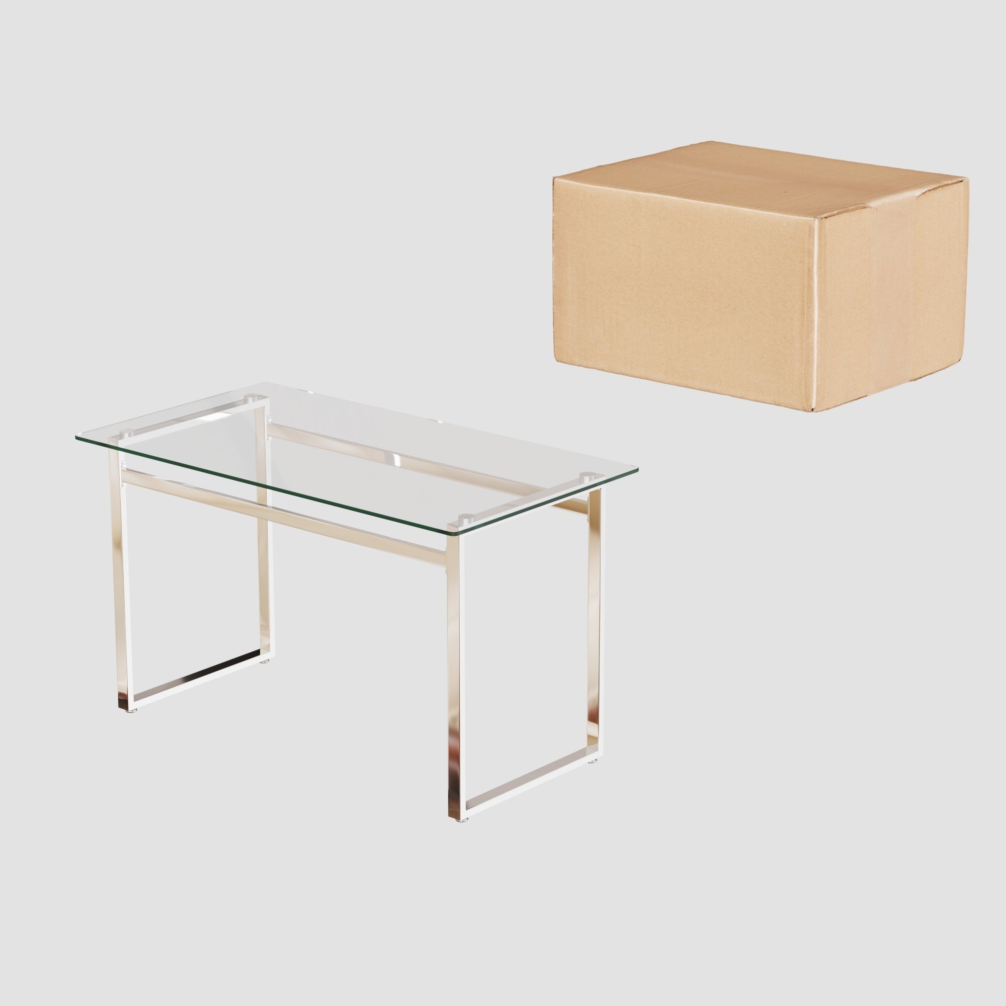 51" Glass Dining Table Set for 4 - Silver Legs