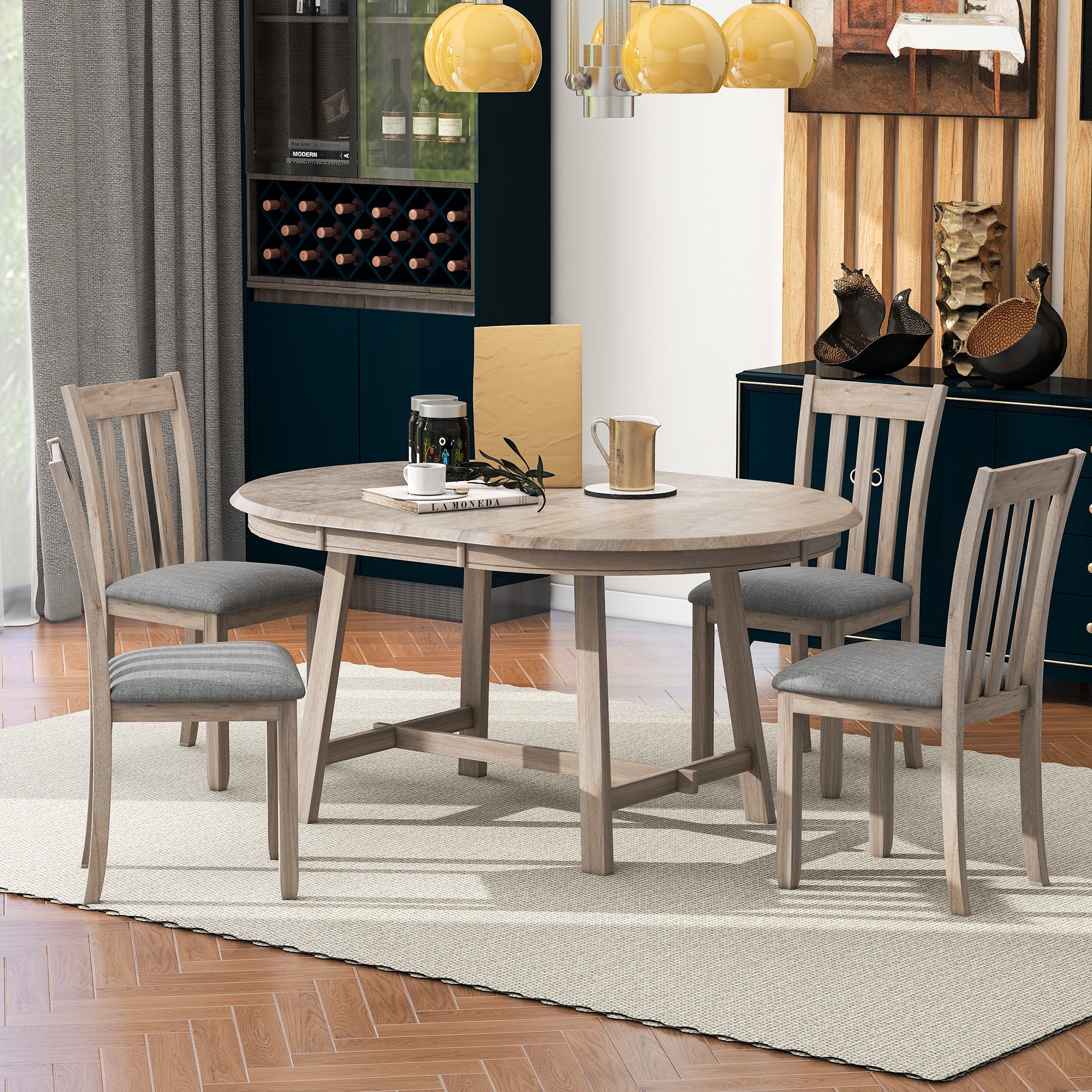 5-Pc Round Extendable Dining Set