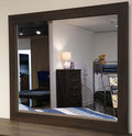Dark brown bedroom wall mirror with rectangular frame
