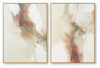 Pair of framed abstract figure wall art prints with teal accents