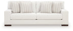 Hartside sofa with off-white upholstery and two-seater cushions, dark wood feet