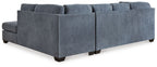 Dark gray corner chaise sleeper sectional sofa with padded arms and back