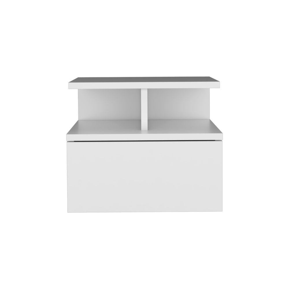 Adele White Floating Nightstand - End Table w/ Drawer-American Furniture Outlet