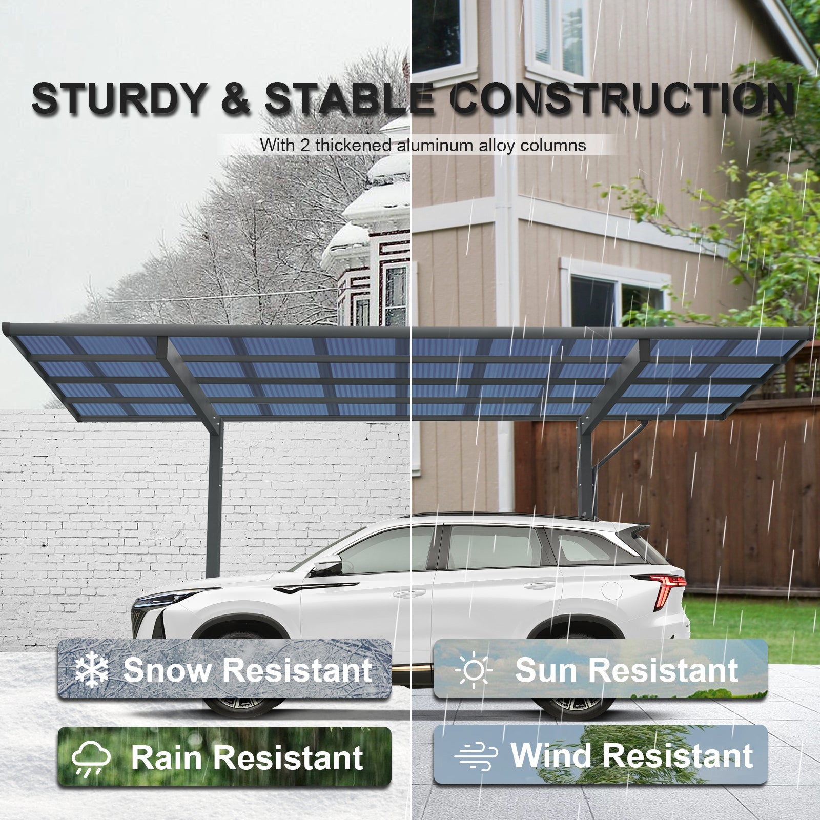 Aluminum Carport 17.44FT - Outdoor Car Cover-American Furniture Outlet