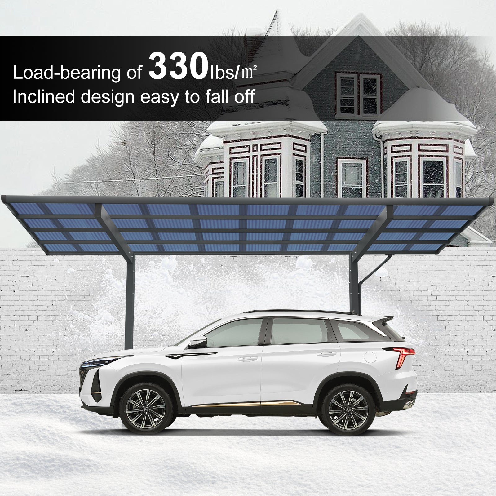 Aluminum Carport 17.44FT - Outdoor Car Cover-American Furniture Outlet