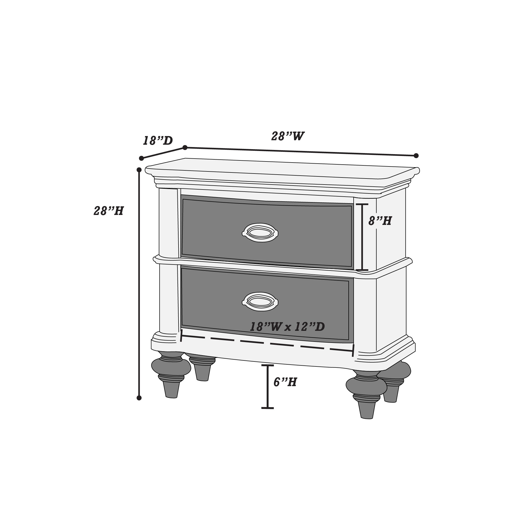 Antique Silver Nightstand-American Furniture Outlet