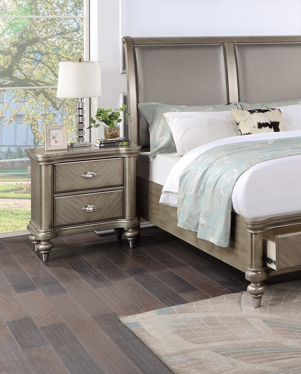 Antique Silver Nightstand-American Furniture Outlet