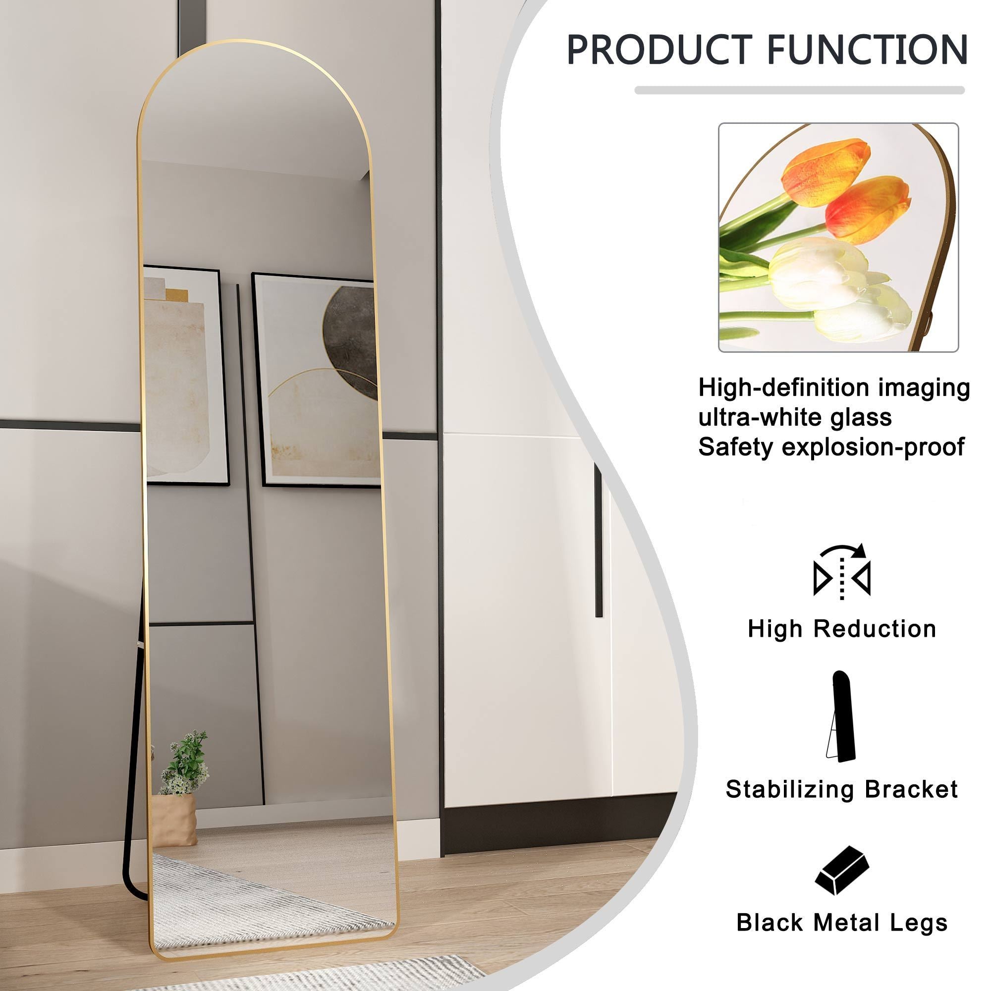 Arched Full Length Mirror | Floor & Wall Mountable-American Furniture Outlet