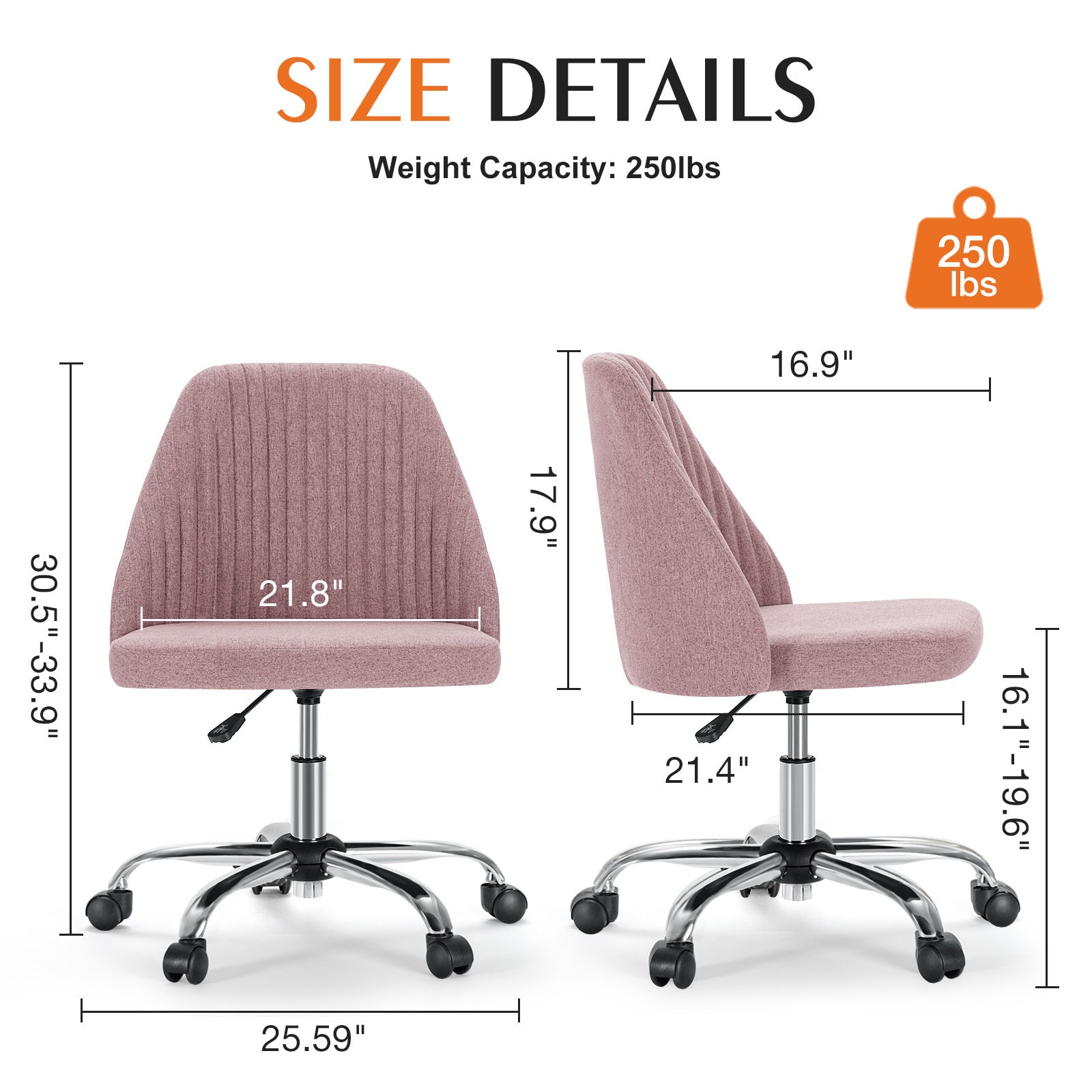 Armless Pink Office Chair-American Furniture Outlet