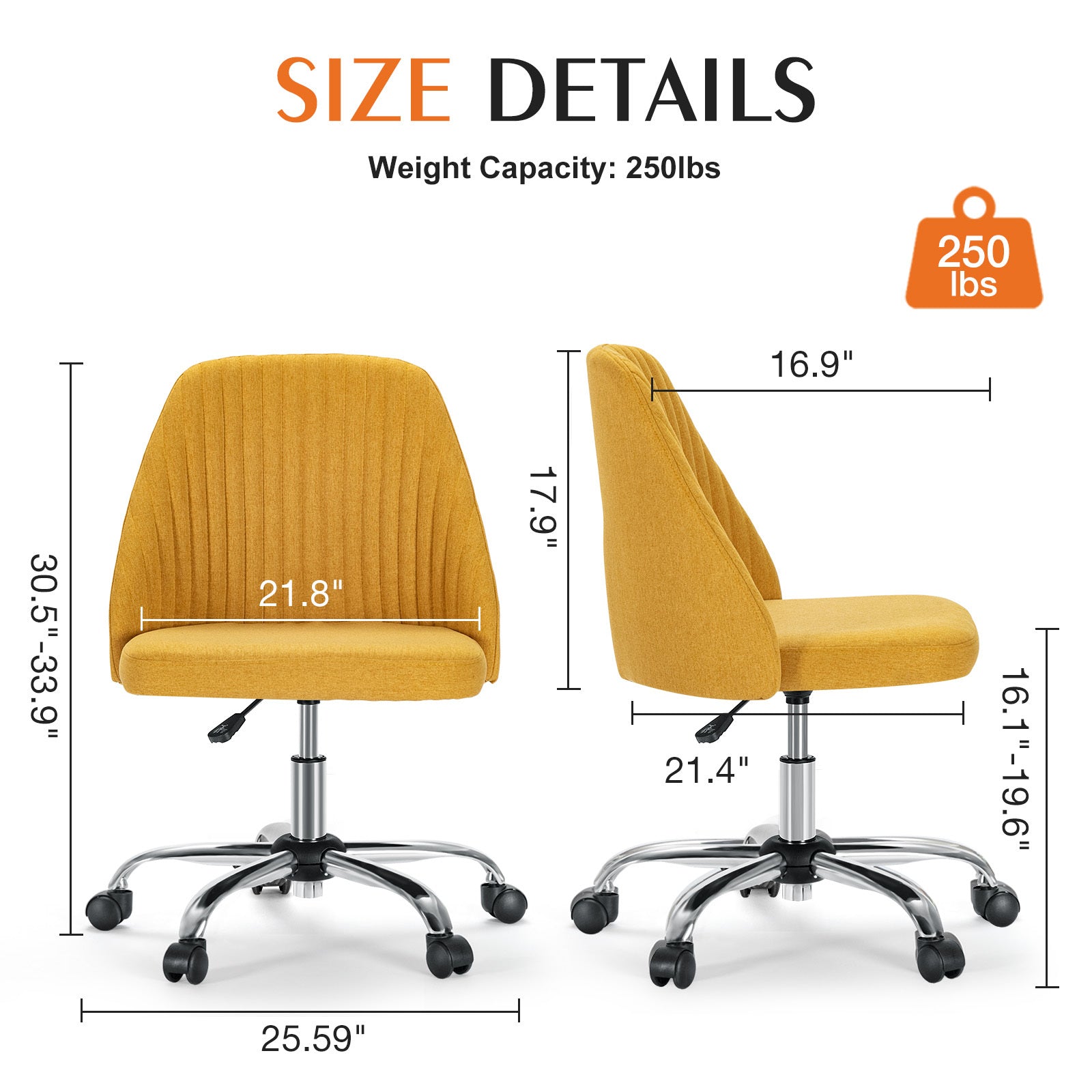 Armless Yellow Office Chair-American Furniture Outlet