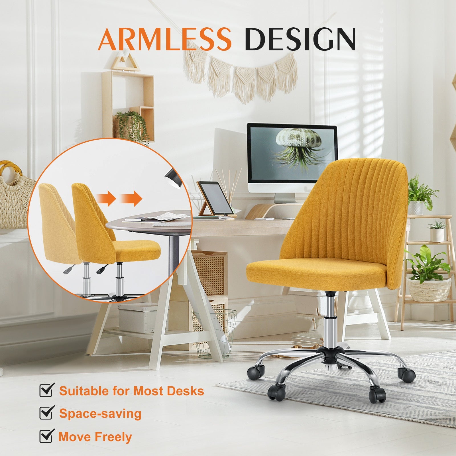 Armless Yellow Office Chair-American Furniture Outlet