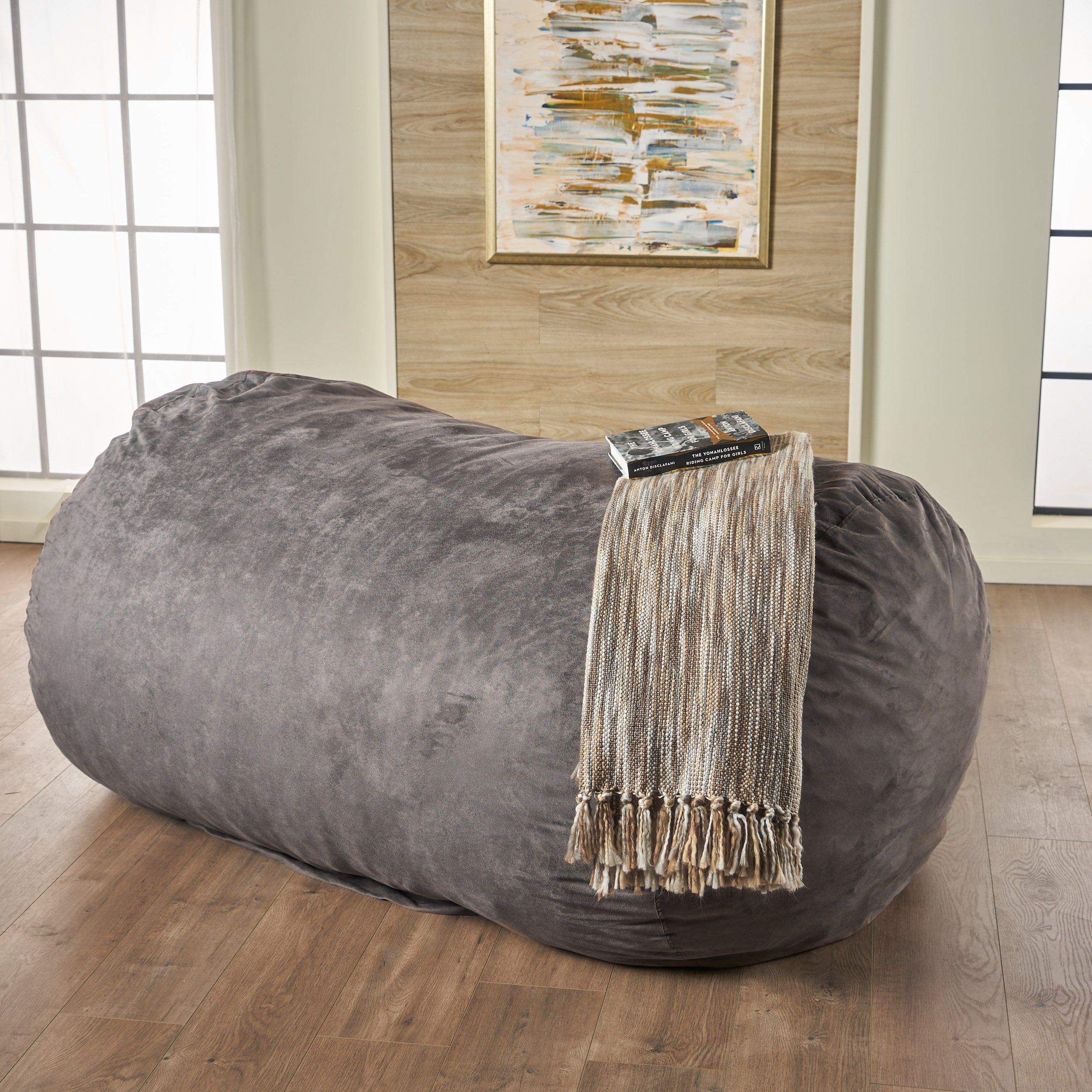 Asher Soft Microfiber Suede 6.5' Bean Bag-American Furniture Outlet