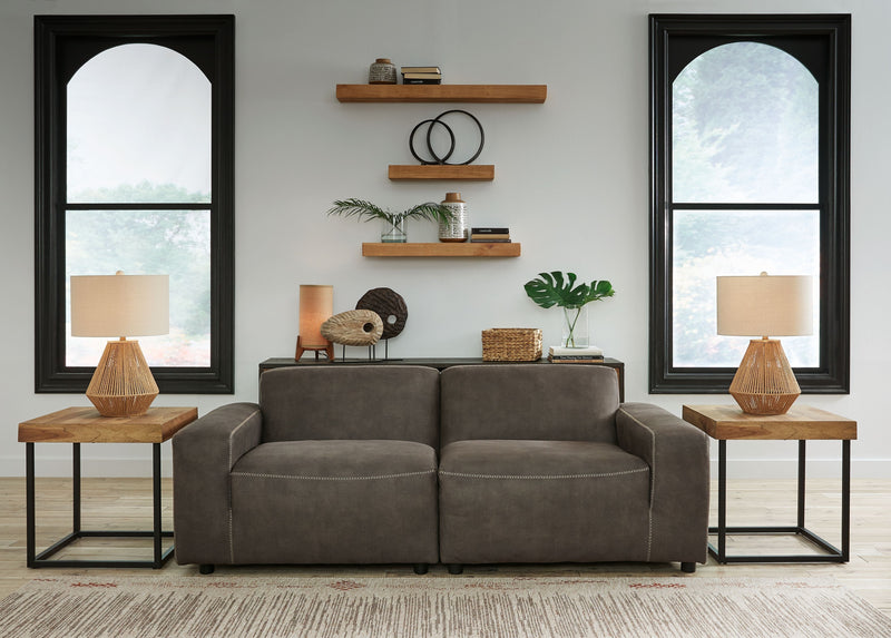 Ashley Allena Modular Sectional Sofa - Suede-Like Fabric, Dark Gray-Signature Design by Ashley®-American Furniture Outlet