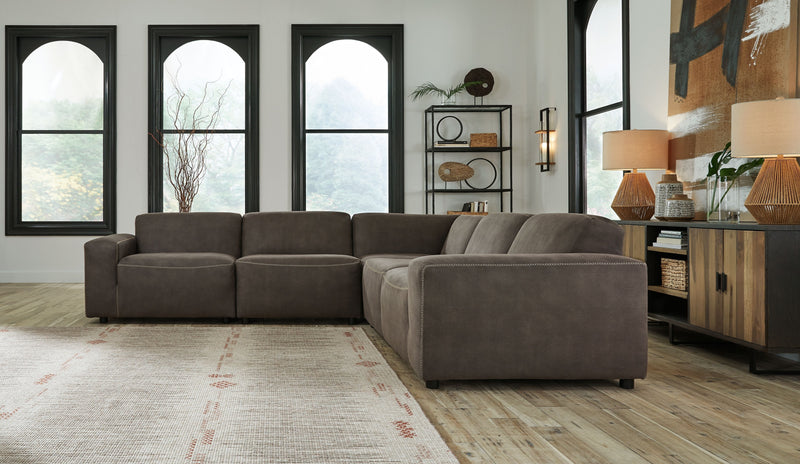 Ashley Allena Modular Sectional Sofa - Suede-Like Fabric, Dark Gray-Signature Design by Ashley®-American Furniture Outlet