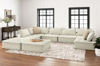 Taupe sectional sofa with chaise corner and coordinated seat and back cushions