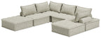 Taupe modular sectional sofa with U-shaped layout and multiple back cushions