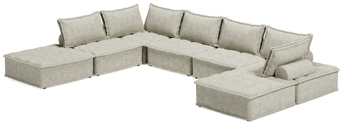 Taupe modular sectional sofa with L-shape corner and built-in chaise ottoman seating