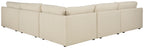Linen sectional sofa with corner section and light beige upholstered cushions