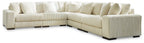 5-piece sectional sofa in ivory ribbed corduroy, L-shaped with thick seat and back