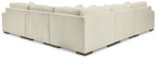 5-piece sectional sofa in ivory ribbed corduroy with boxed arms and corner chaise