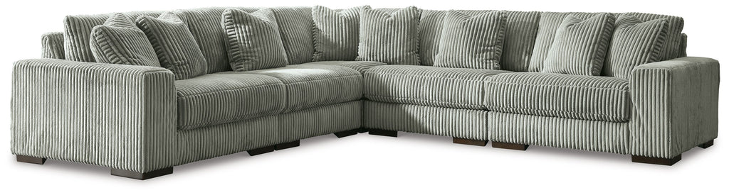 5-piece sectional sofa in dark gray ribbed corduroy, L-shaped with wide armrests
