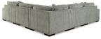 Fog sectional sofa with chaise seat cushions and textured striped fabric upholstery.