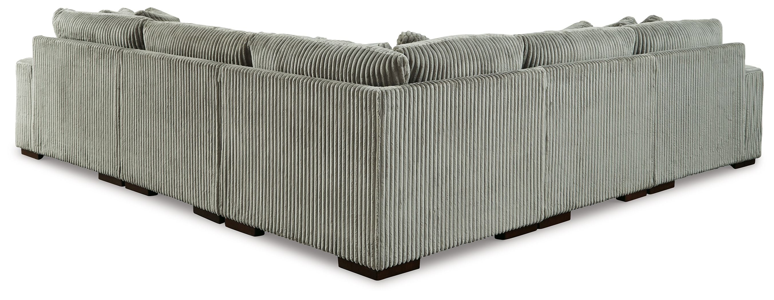 Fog sectional sofa with chaise seat cushions and textured striped fabric upholstery.