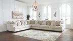 Cream sectional sofa with multi-cushion back and low profile arms