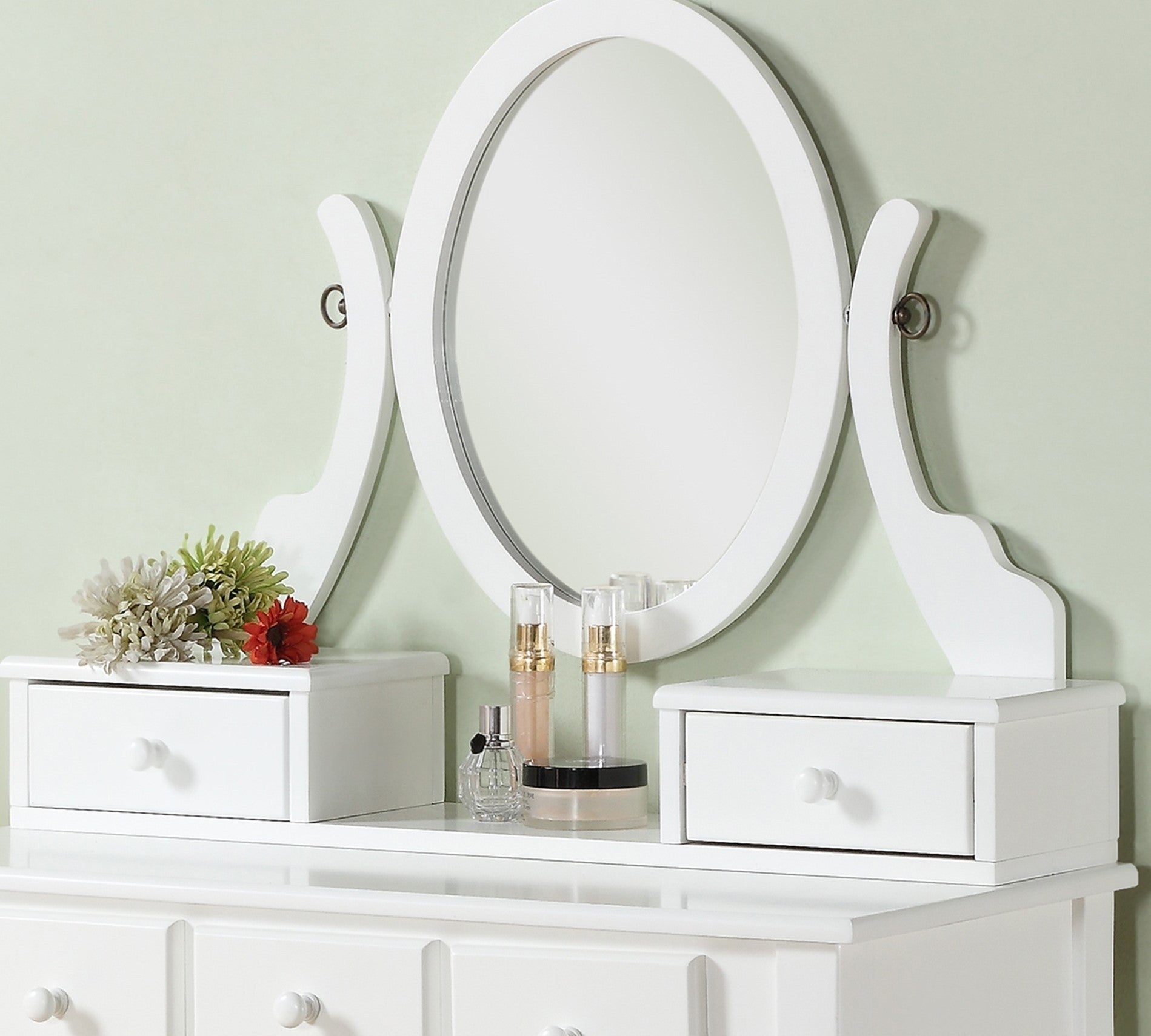 Ashley Wood Vanity Set w/ Stool - White-American Furniture Outlet