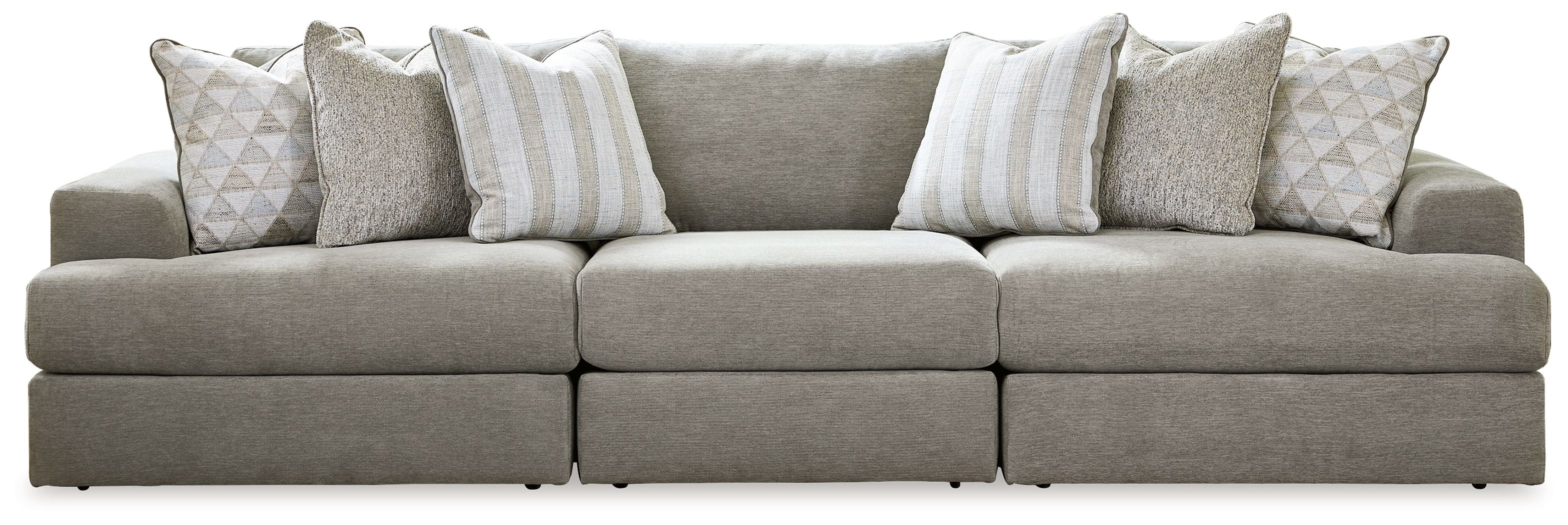 Gray sectional sofa with chaise and textured accent pillows