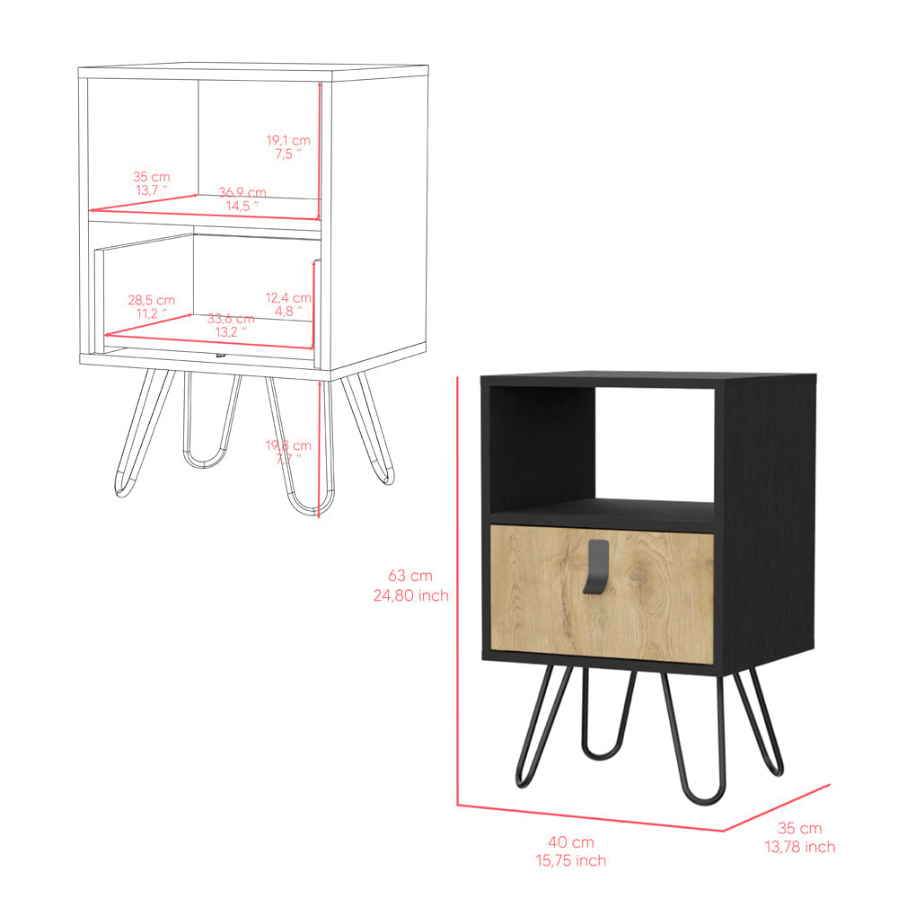 B Magness Nightstand, Black/Macadamia-American Furniture Outlet