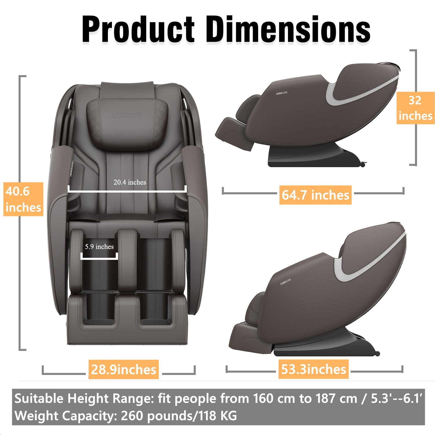 BOSSCARE Zero Gravity Massage Chair | Full Body Shiatsu Recliner-American Furniture Outlet