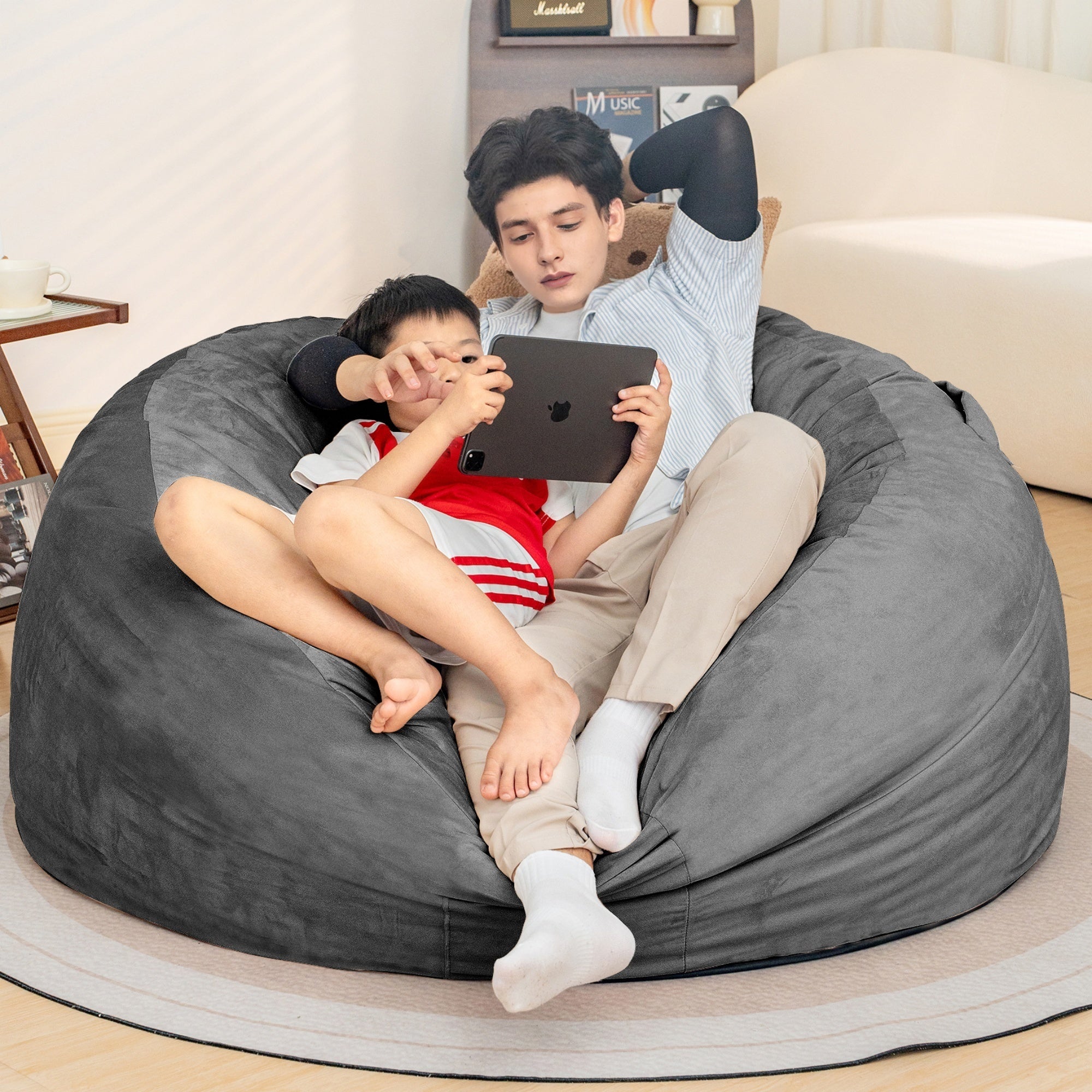 Bean Bag Chair: Giant 5' Memory Foam with Microfiber Cover-American Furniture Outlet