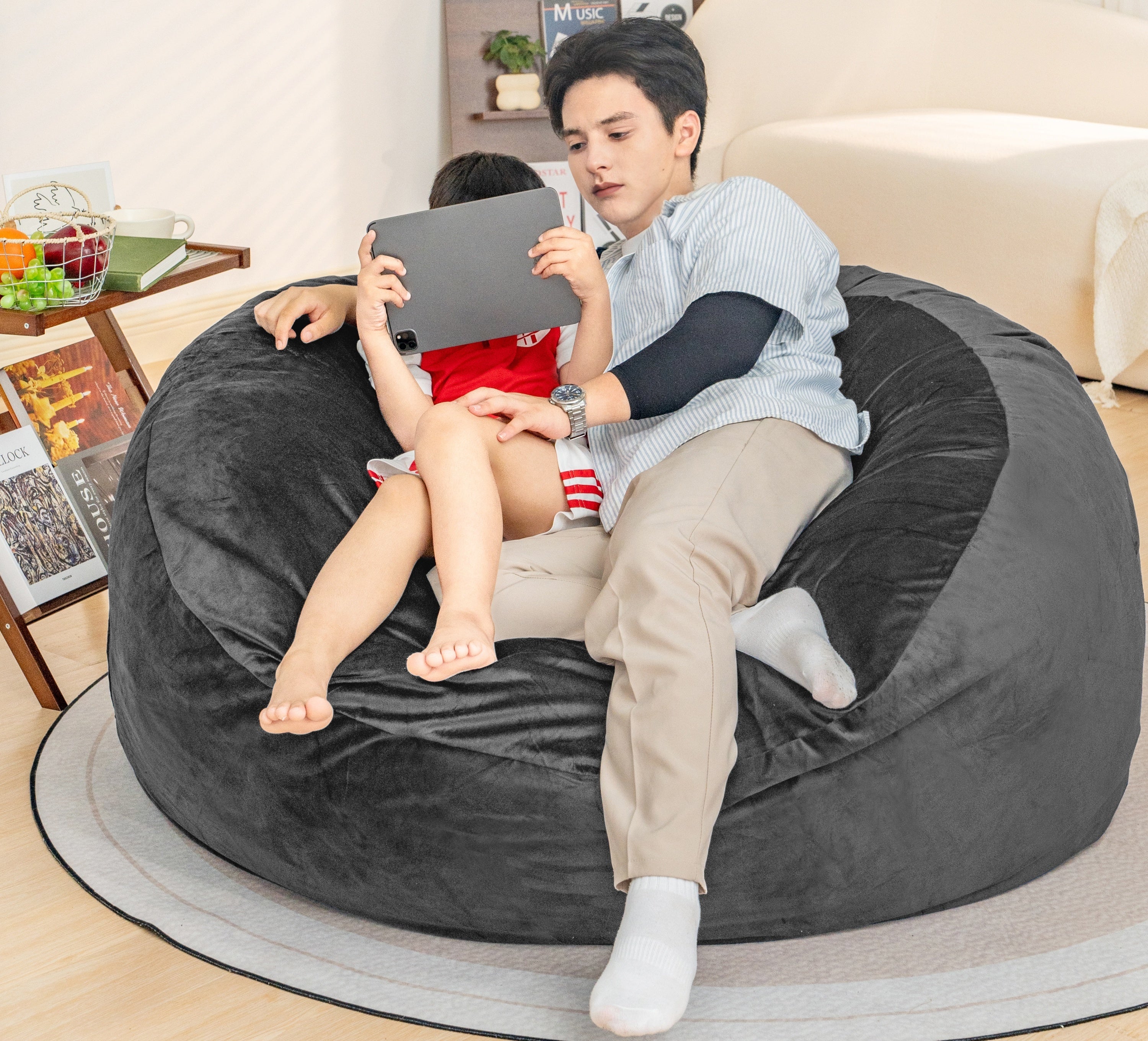 Bean Bag Chair: Giant 5' Memory Foam with Microfiber Cover-American Furniture Outlet