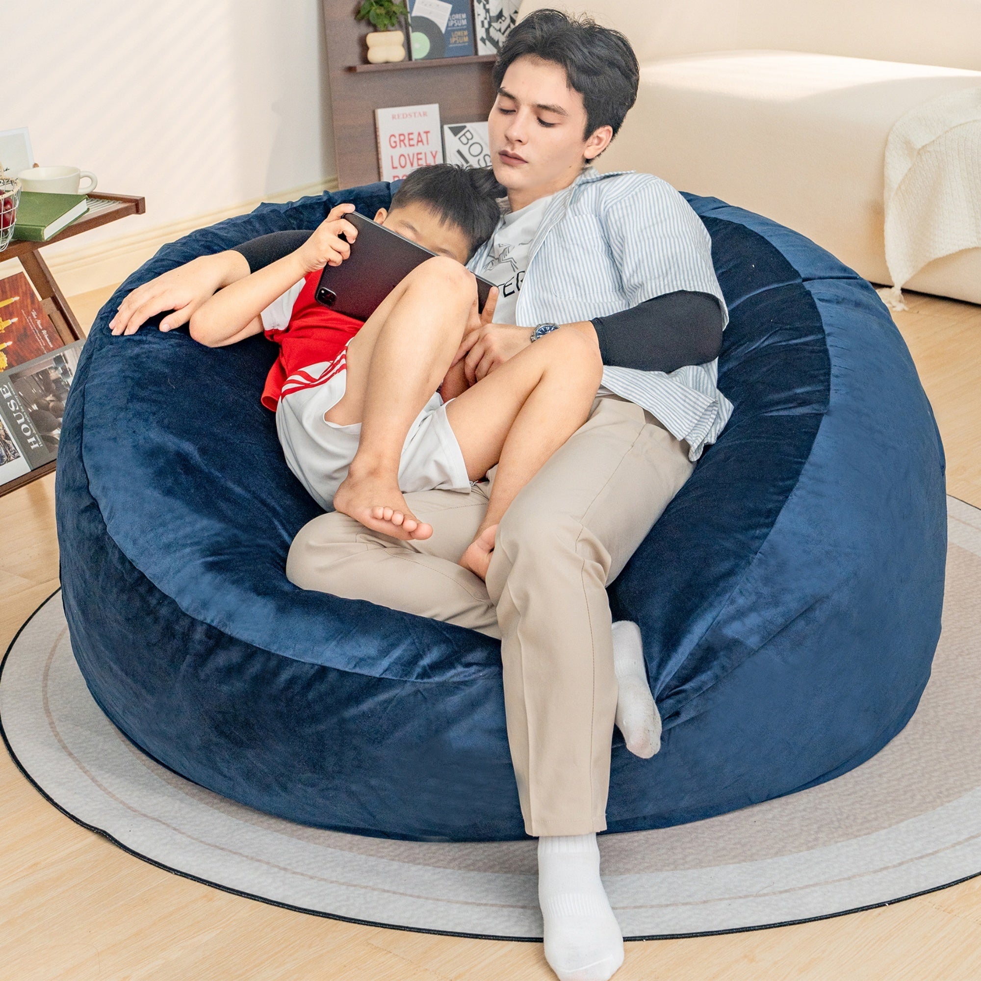 Bean Bag Chair: Giant Memory Foam with Microfiber Cover - 5Ft-American Furniture Outlet