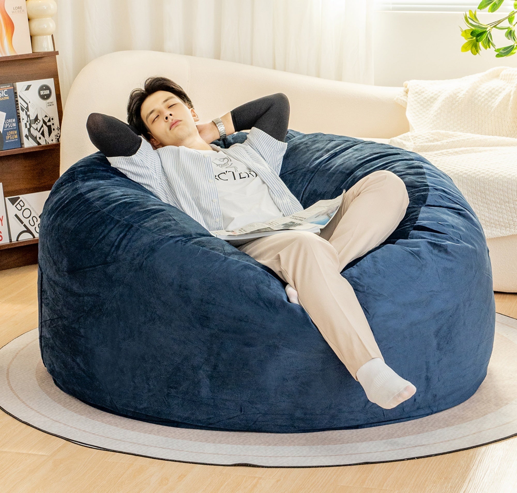 Bean Bag Chair: Giant Memory Foam with Microfiber Cover - 5Ft-American Furniture Outlet