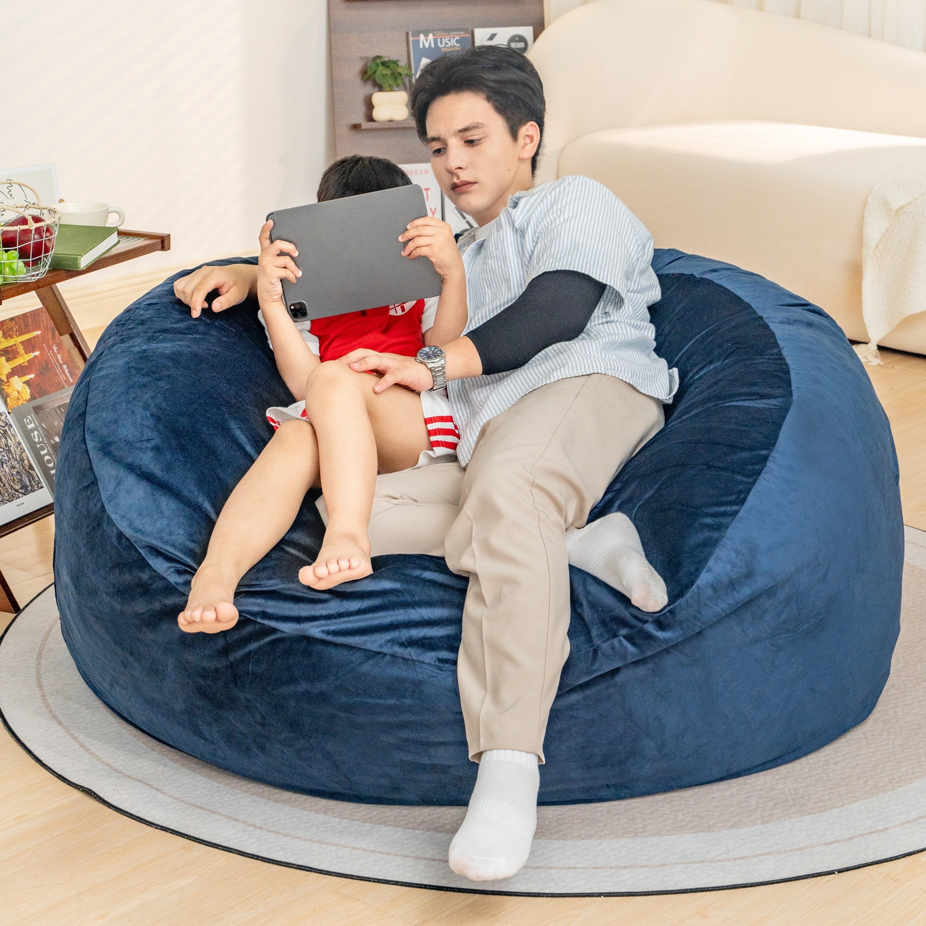 Bean Bag Chair: Giant Memory Foam with Microfiber Cover - 5Ft-American Furniture Outlet