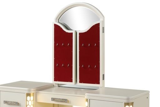 Beige Wooden Vanity Set with LED Lights-American Furniture Outlet