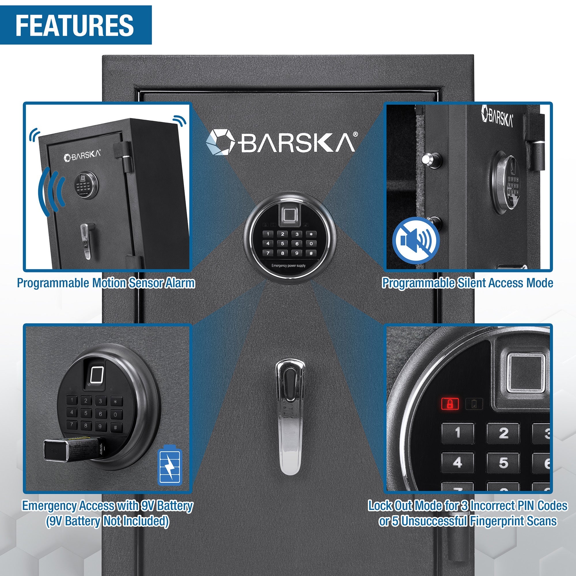 Biometric Fire Safe 2.02 cu ft - Keypad, Waterproof-American Furniture Outlet