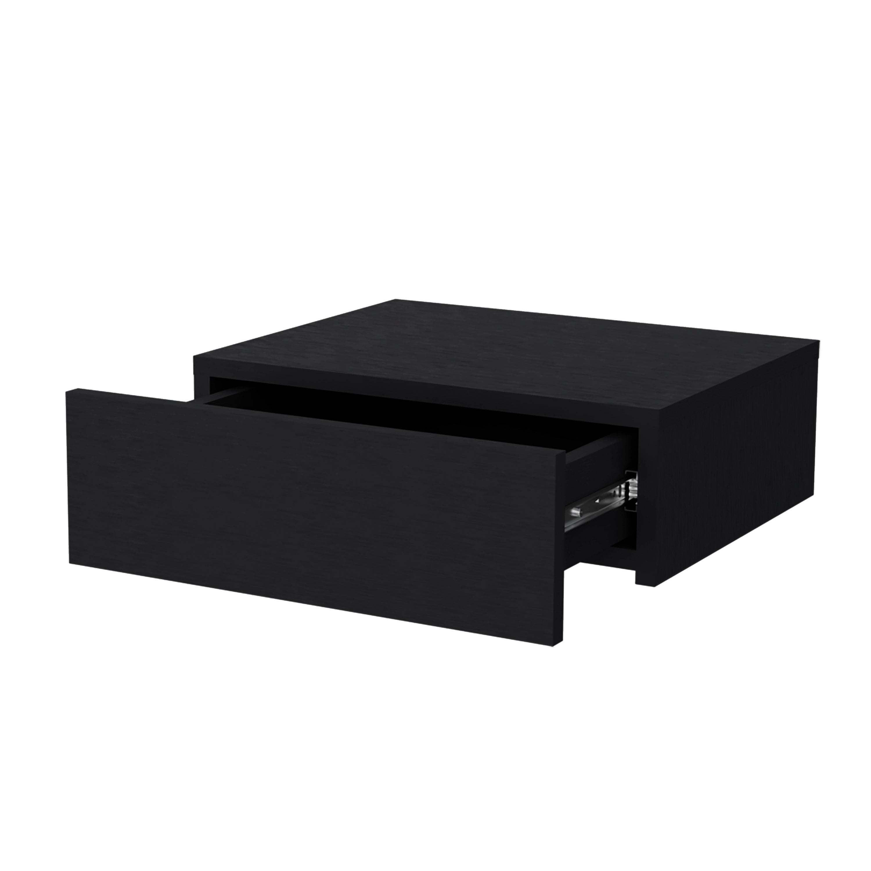 Black Floating Nightstand Wall Mount (30" Modern Bedside Table)-American Furniture Outlet